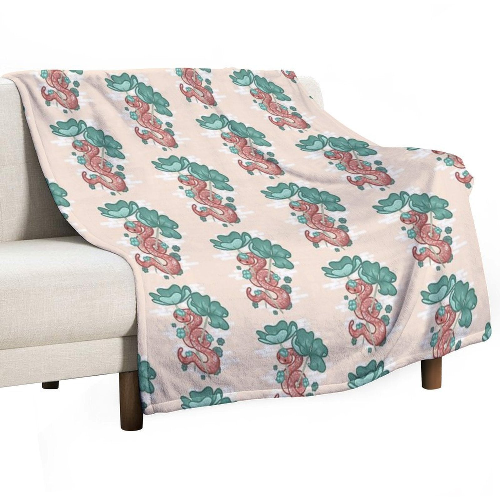 Red Snake Surrounded by The Clover Leaf Comfort Throw Blanket