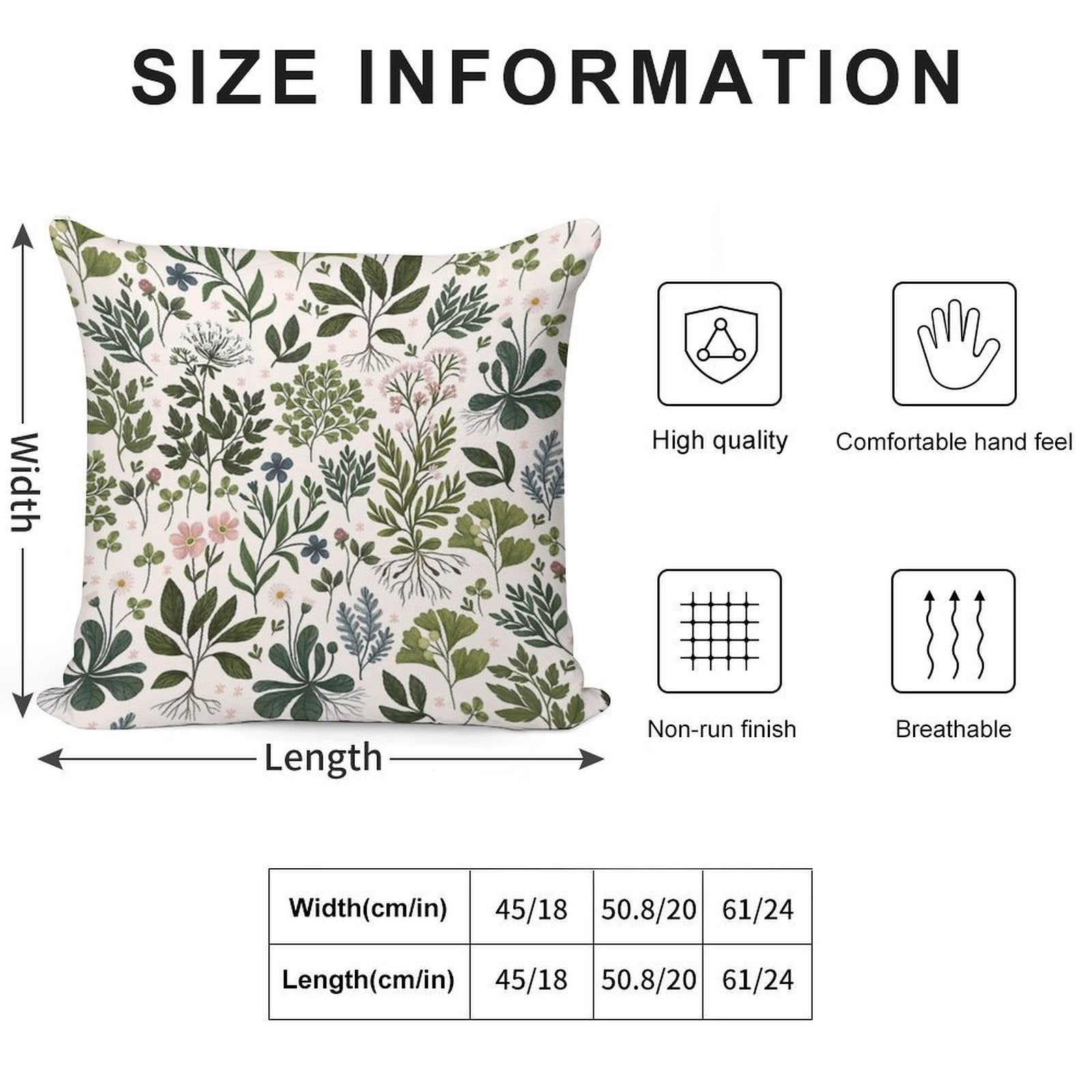 Herbarium Bright Soft Shrink-Resistant Throw Pillow
