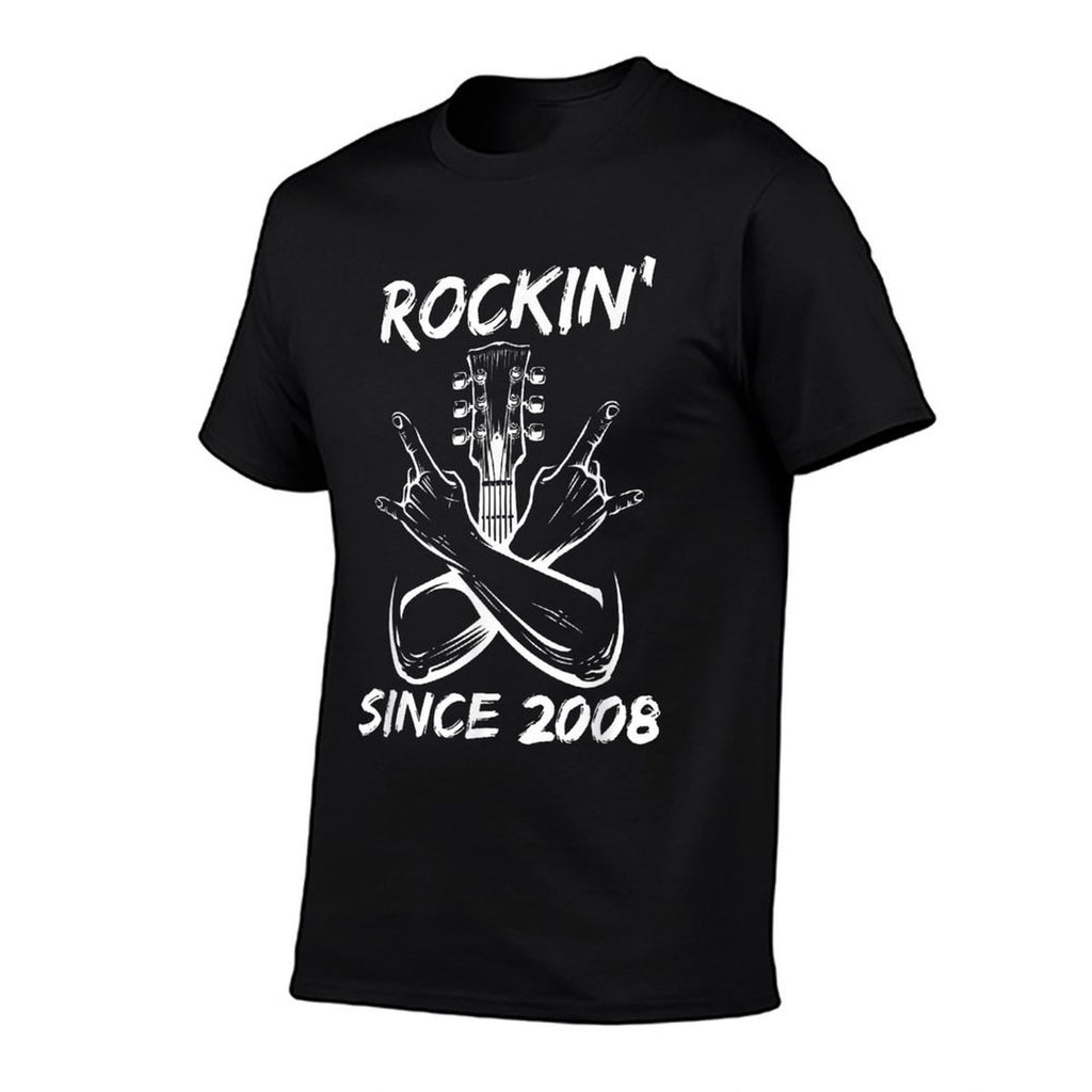 Rockin' Since 2008 Rock 17th Birthday Guitar 17 Years Old  High-quality Stitching T-Shirt
