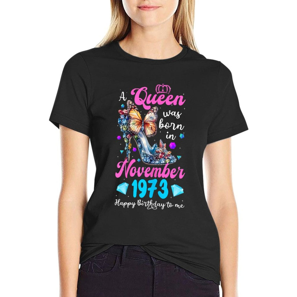 A Queen Was Born in November 1973 50th Birthday  Moisture-wicking T-Shirt