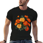 Birth Month Marigold Flower Floral Bouquet Flowers Lovers  Slim-fit Cut T-Shirt