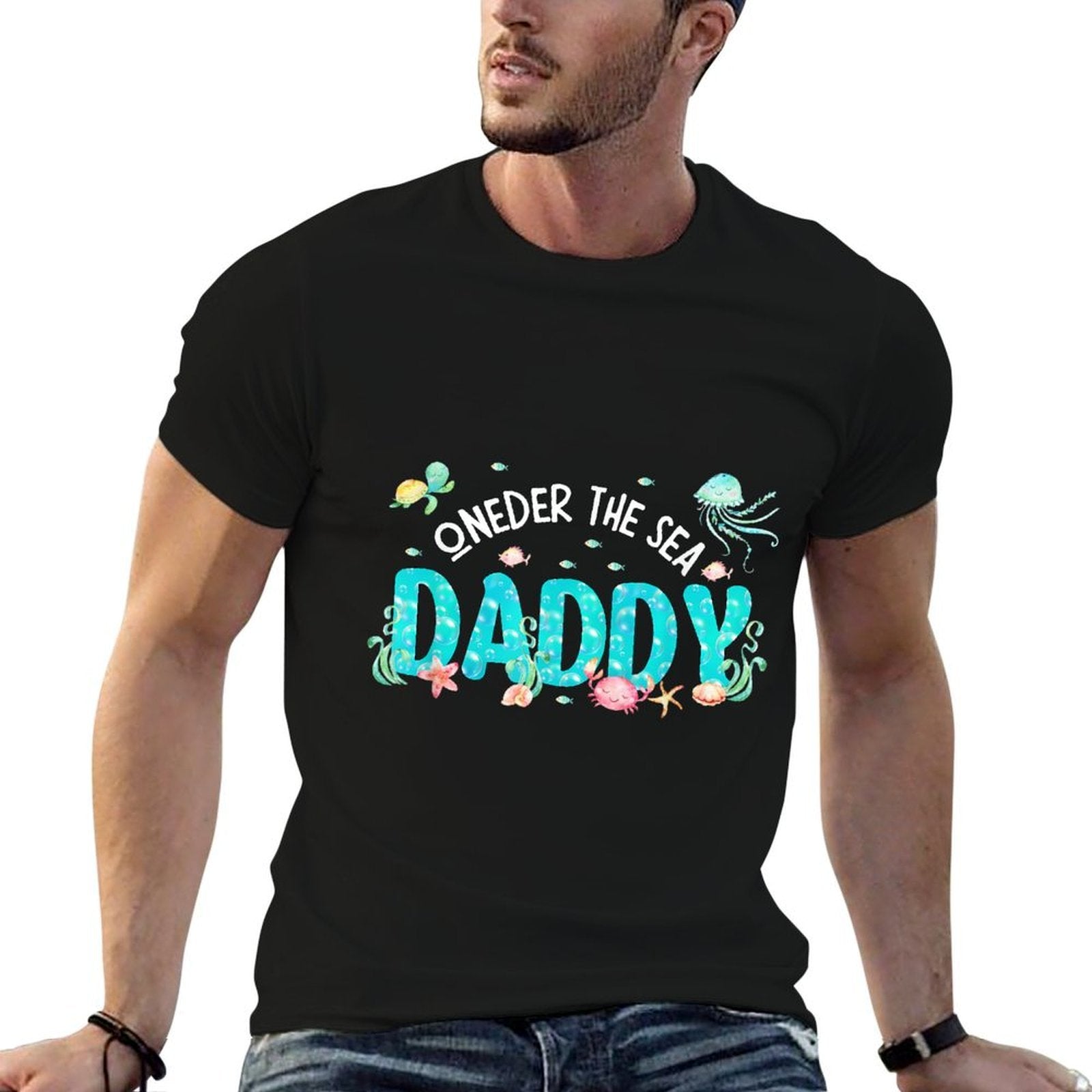 Mens Under Sea Daddy Birthday Girl Boy Matching Family Party  Soft T-Shirt