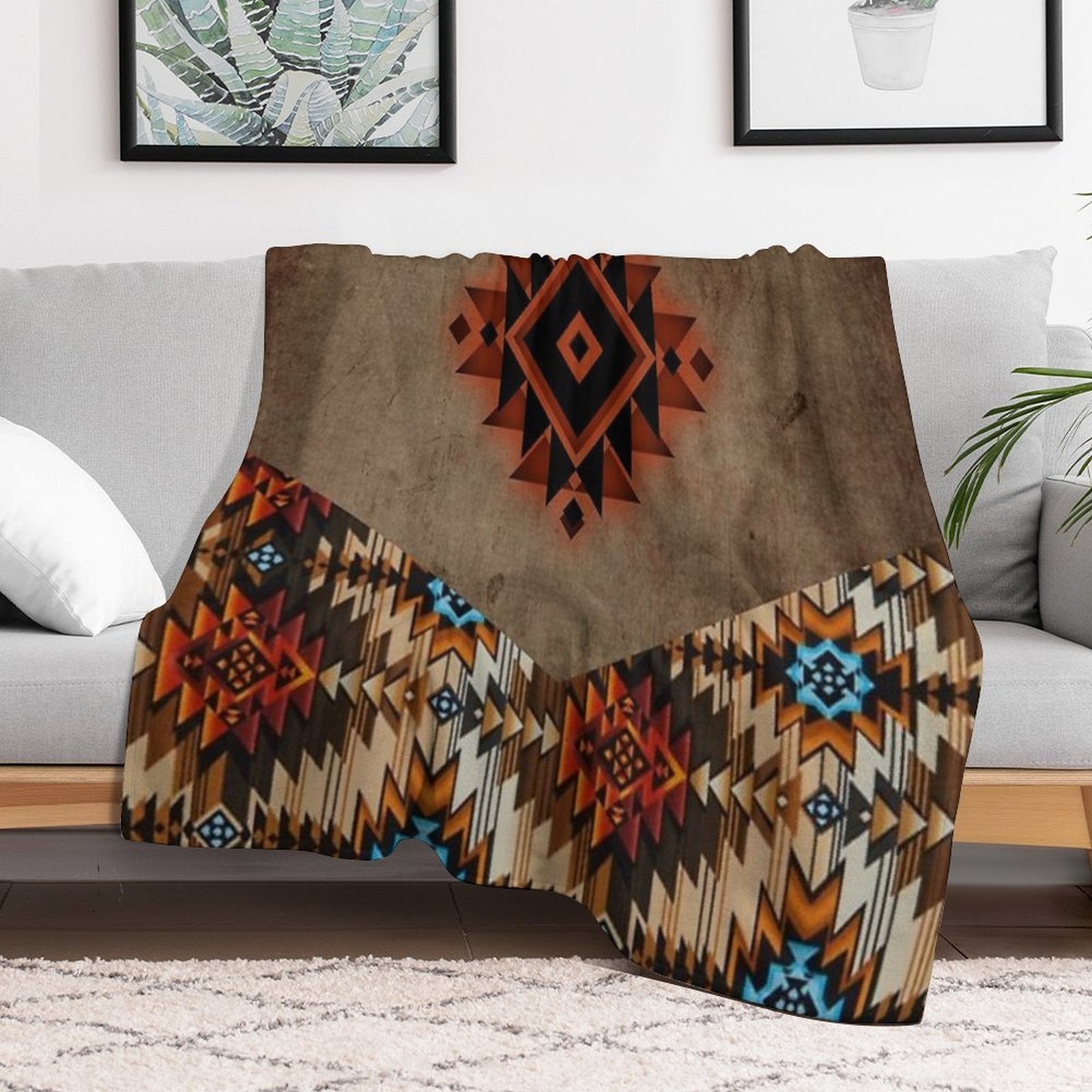 Southwestern Tribal Design Quick-dry Throw Blanket