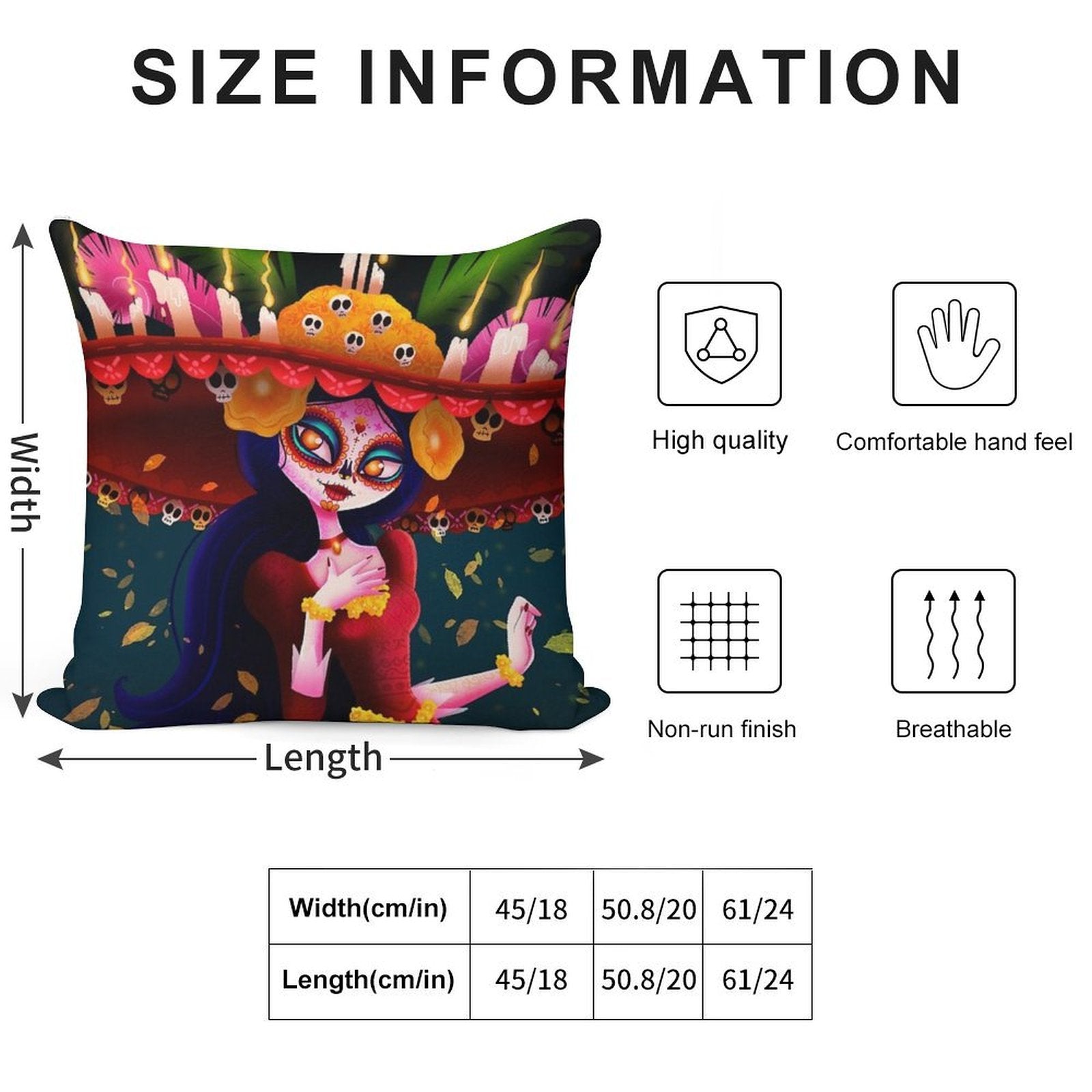 La Muerte - The Book of Life Soft Short Plush Fabric Throw Pillow