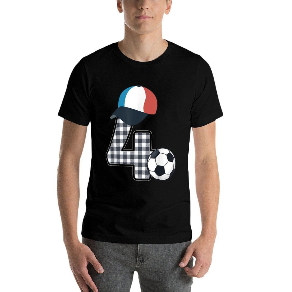 Soccer Birthday Party 4 Year Old Boy Girl 4th Birthday Kids  Vintage-inspired T-Shirt