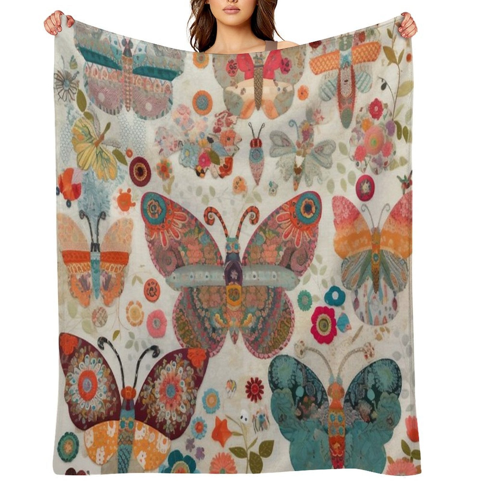Colorful Whimsical Butterflies And Flowers Puzzle Travel-friendly Throw Blanket