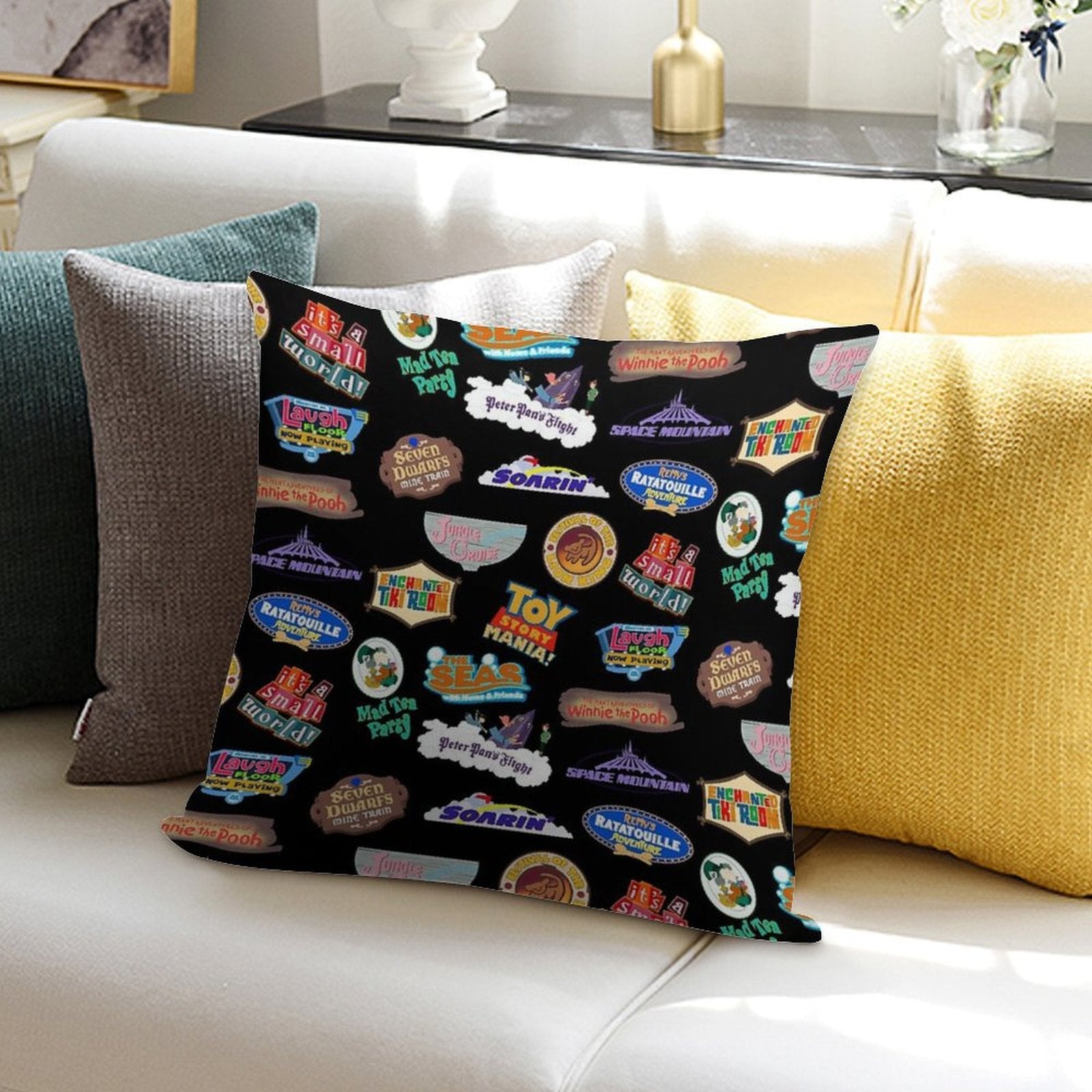 Theme Park Attraction Collage Soft Ultra-Soft Texture Throw Pillow