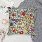 Embroidered Wildflowers Soft Gift Ready Throw Pillow