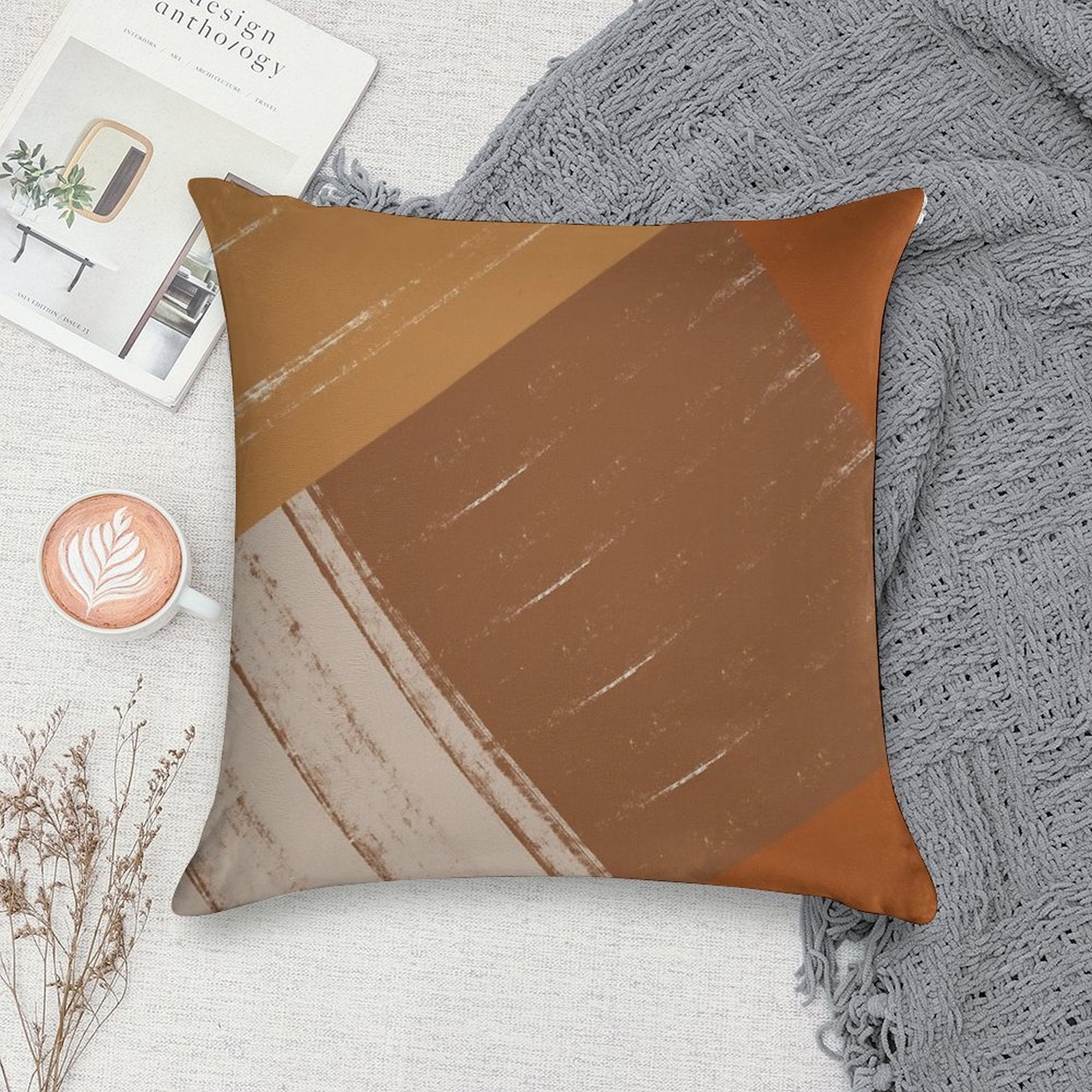 Warm Color Stripes Contemporary Soft Style Accent Throw Pillow