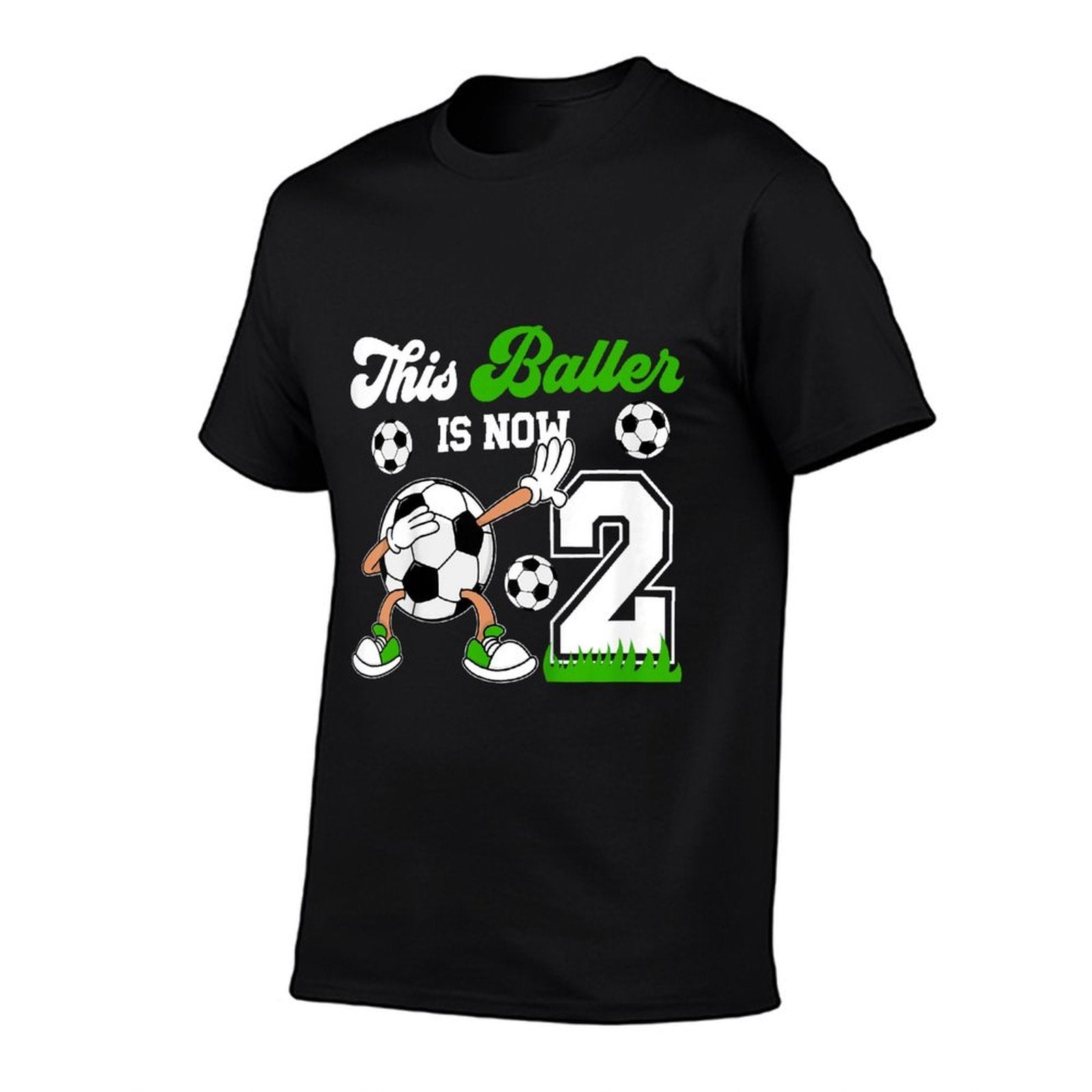 Kids 2nd Birthday Party Soccer Boy Two Year Old Soccer Player  Rolled Sleeves T-Shirt