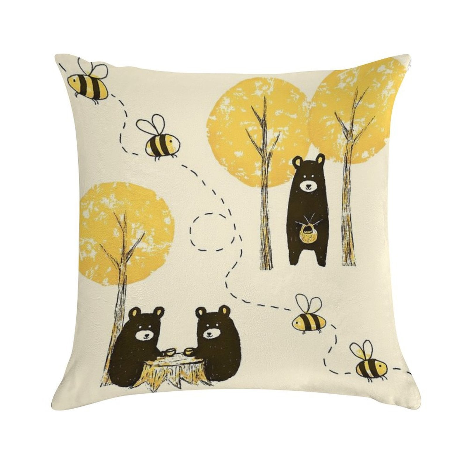 Bear Necessities Pattern Soft Anti-Pilling Throw Pillow