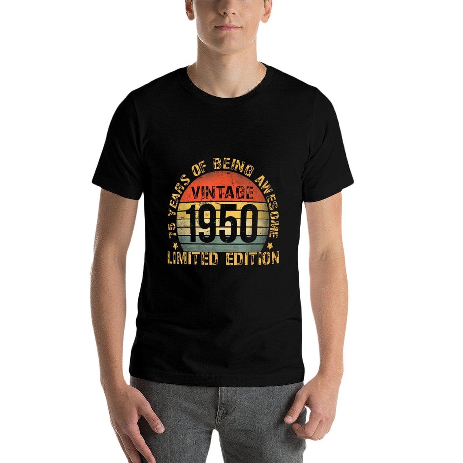 75 Year Birthday Decorations Men Gag 75yr 1950 75th Birthday  Rolled Sleeves T-Shirt