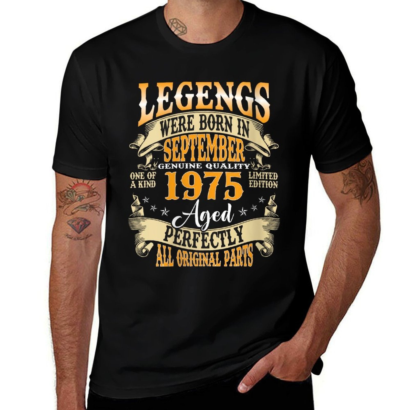Womens Legend Were Born in September 1975 Vintage 50th Birthday Men  Slim-fit Cut T-Shirt