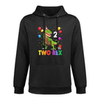 Two Rex 2nd Birthday Gift Second Dinosaur 2 Year Old Easy Care Hoodie