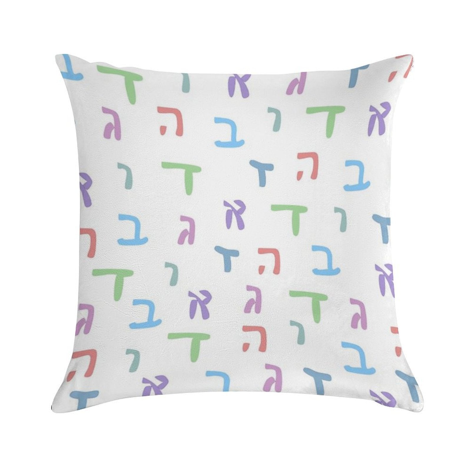 Alef Beis Letters Alef-zayin White Background Random Spacing Soft Fade-Resistant Throw Pillow