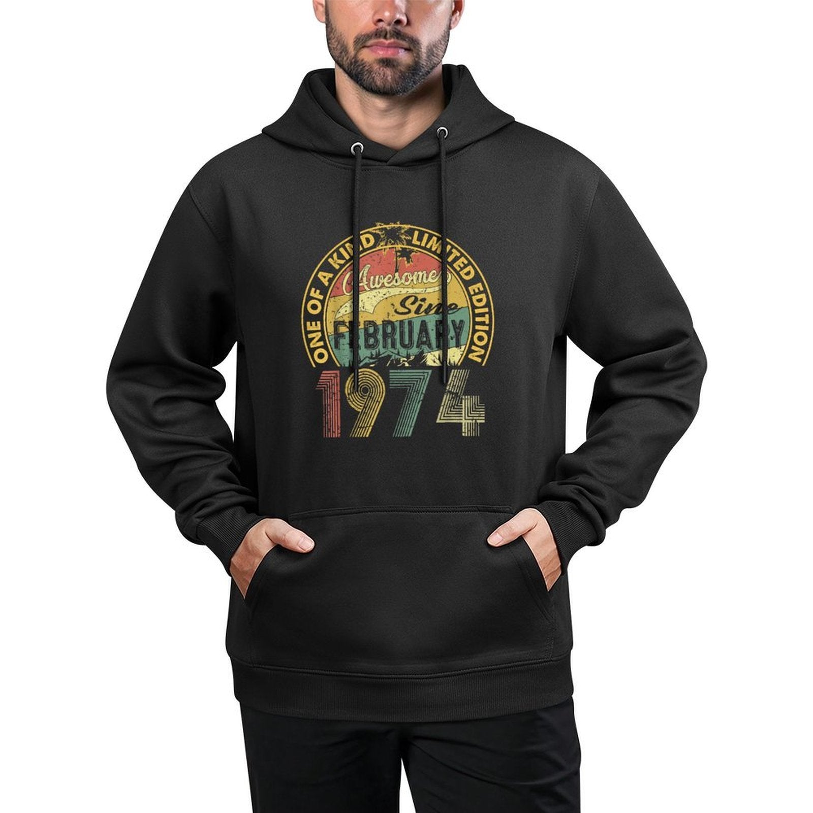 Funny 50 Years Old February 1974 Vintage 50th Birthday Kangaroo Pocket Hoodie