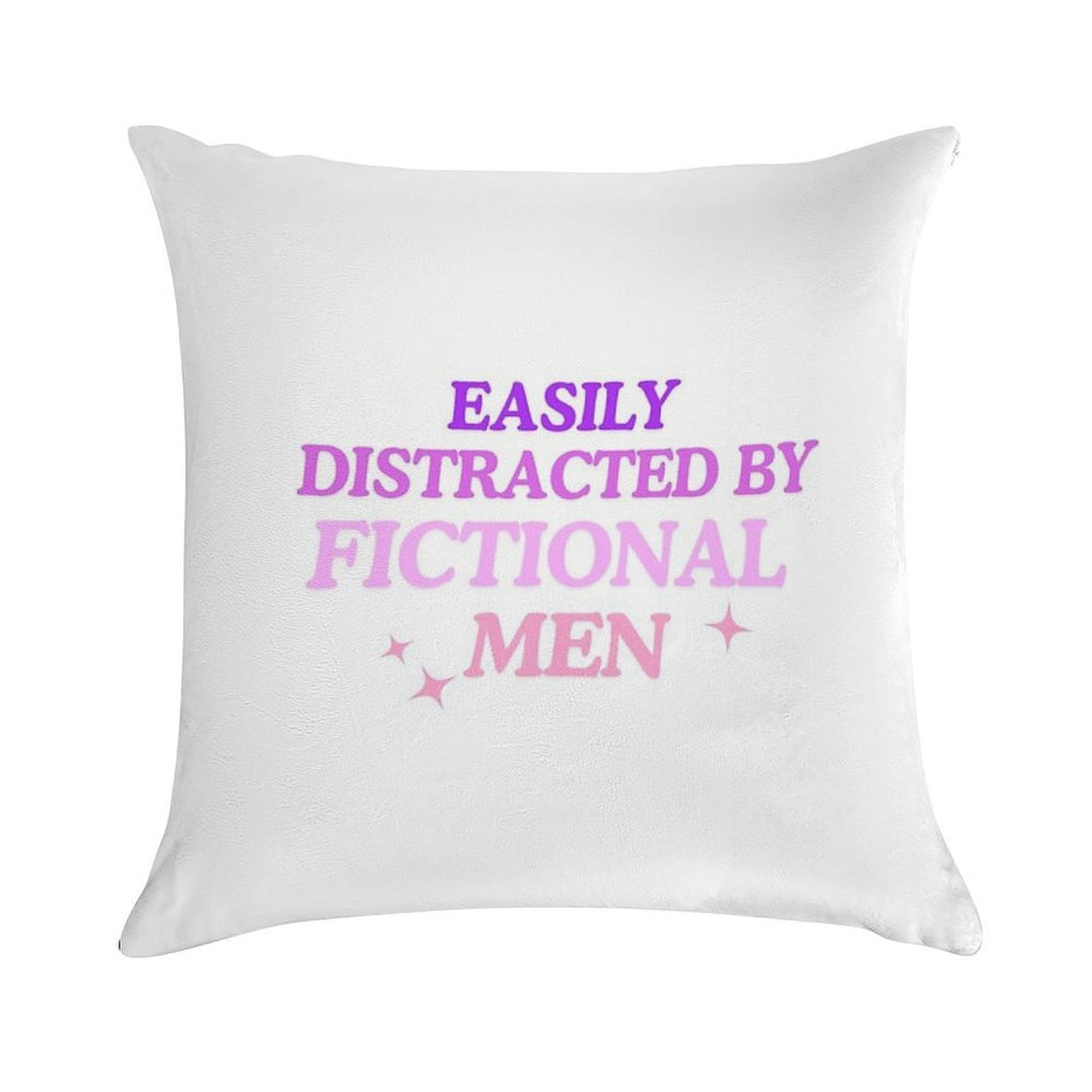 Easily Distracted by Fictional Men Purple Soft Decorative Cover Throw Pillow