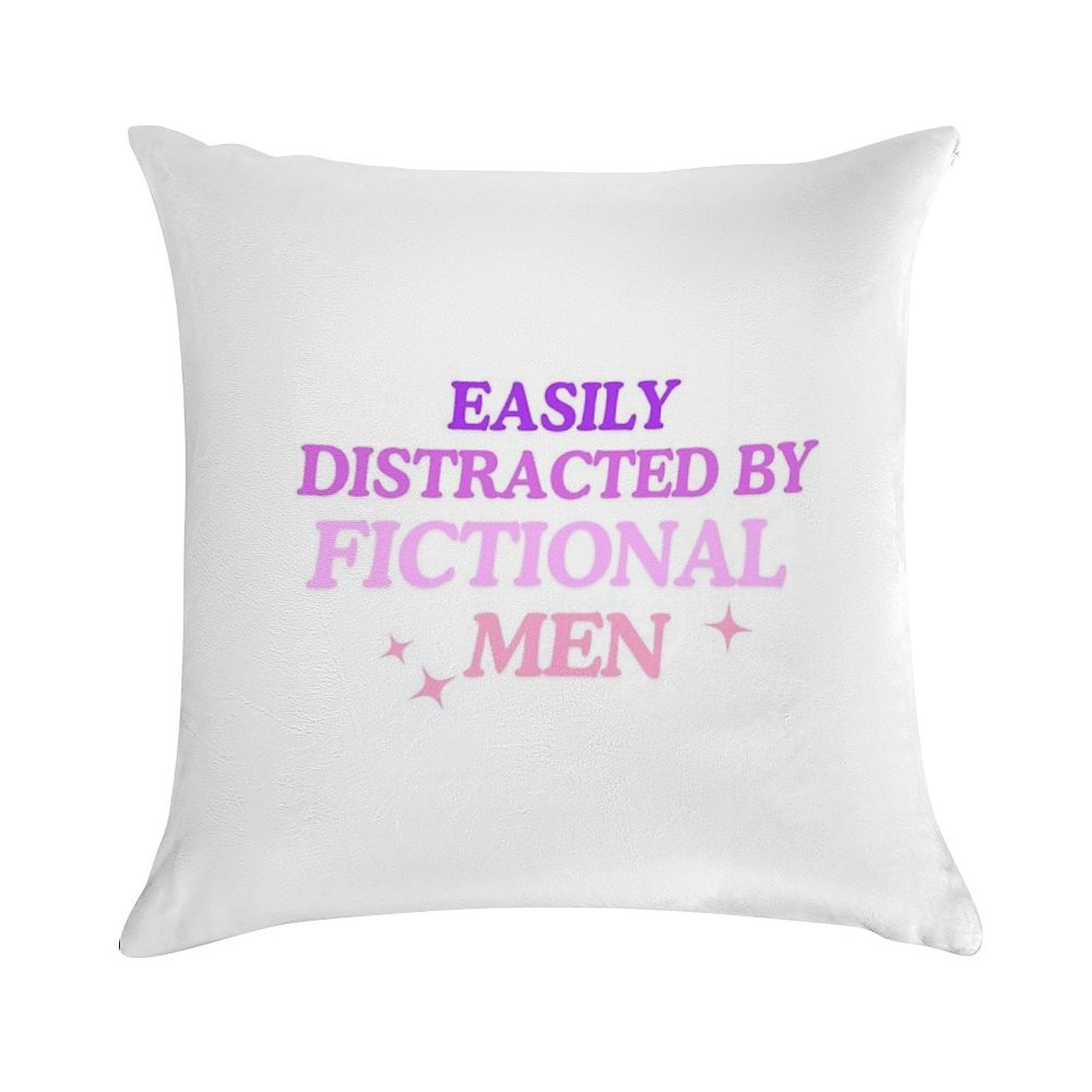 Easily Distracted by Fictional Men Purple Soft Decorative Cover Throw Pillow
