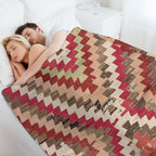 Baklava Chevron Star II  18th Century Authentic Colorful Light Pink Green Blue Accent Pattern Sustainable Throw Blanket