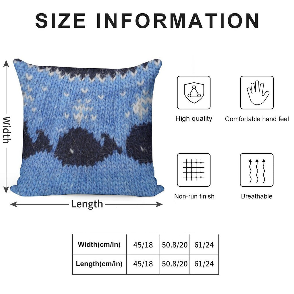 Icelandic Sweater Pattern - Whales Soft Home Decor Throw Pillow
