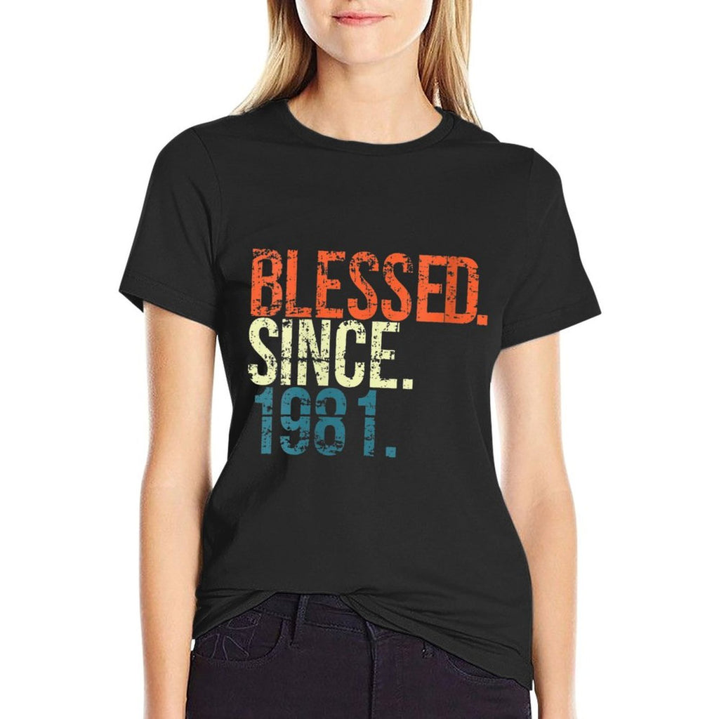 Womens Blessed Since 1981 40th Birthday Gifts Vintage  Eco-friendly Material T-Shirt