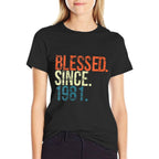 Womens Blessed Since 1981 40th Birthday Gifts Vintage  Eco-friendly Material T-Shirt