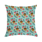Acorn And Flowers Pattern Design  Blue Soft Durable Construction Throw Pillow
