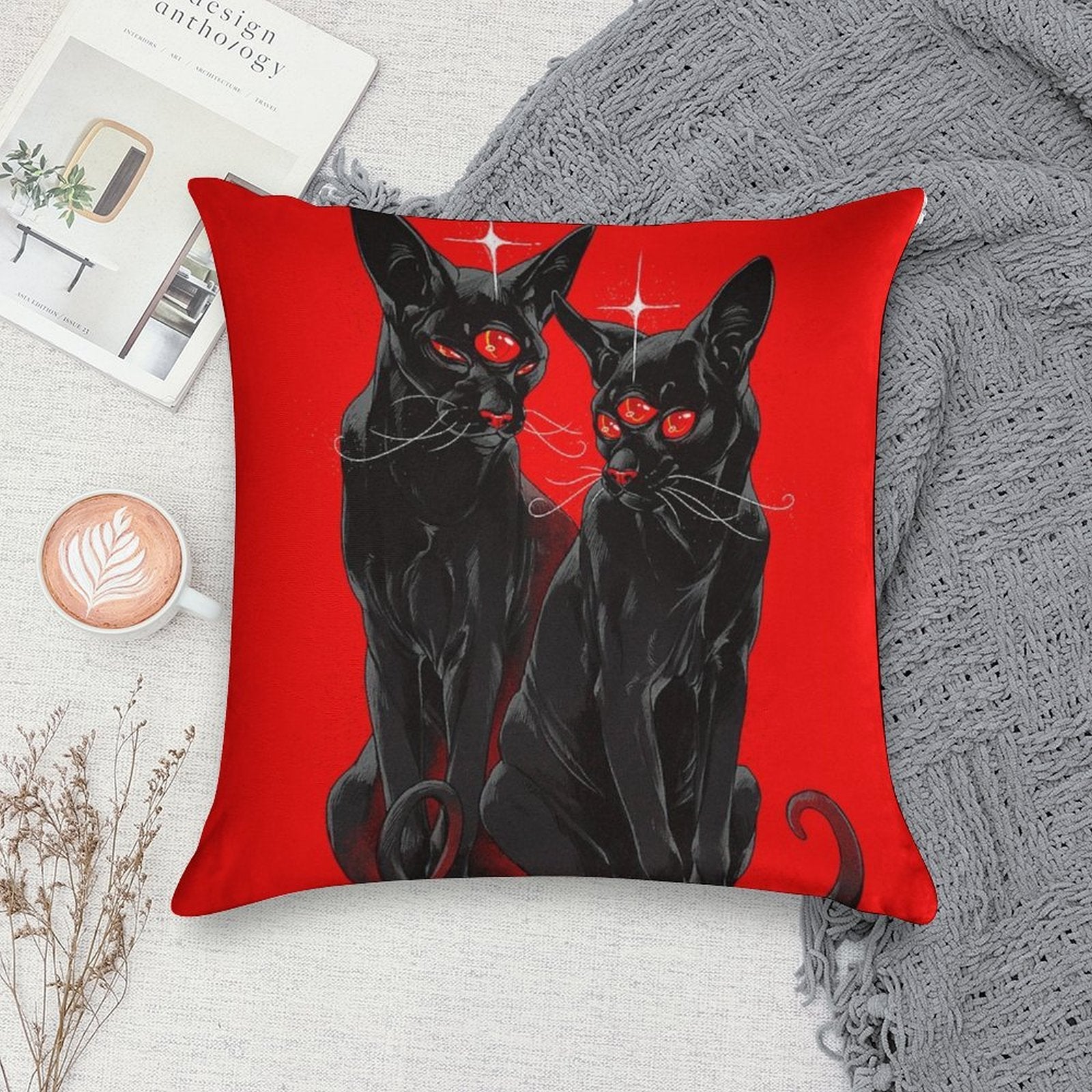 Fortune Sphinx Cats Soft Skin-Friendly Throw Pillow