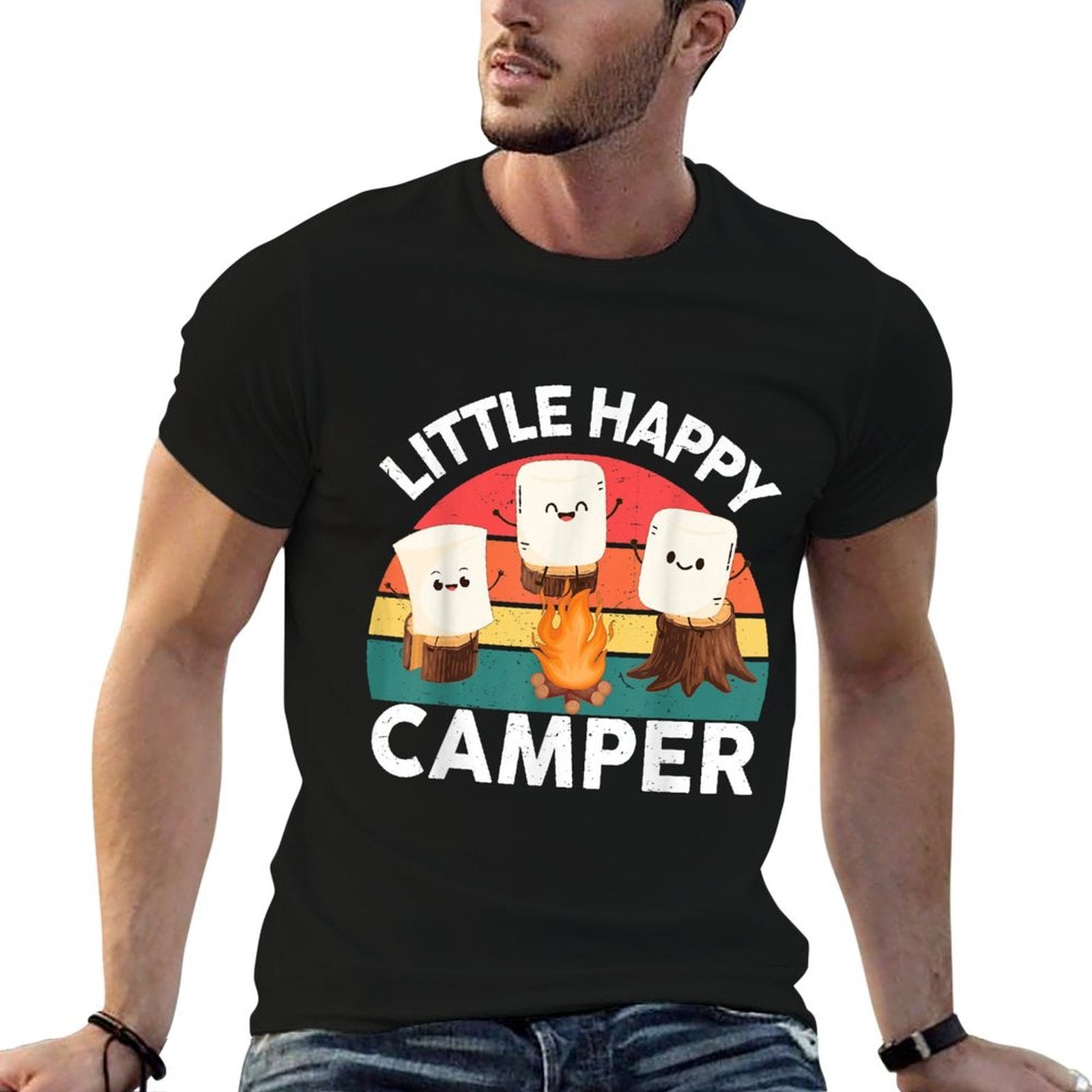 Happy Marshmallow Camper-Shirt Kids Toddler Boy Cute Camping  Vintage-inspired T-Shirt
