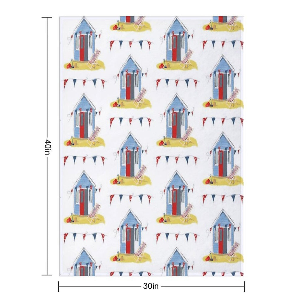 #Beach Hut Seaside Easy Care Throw Blanket