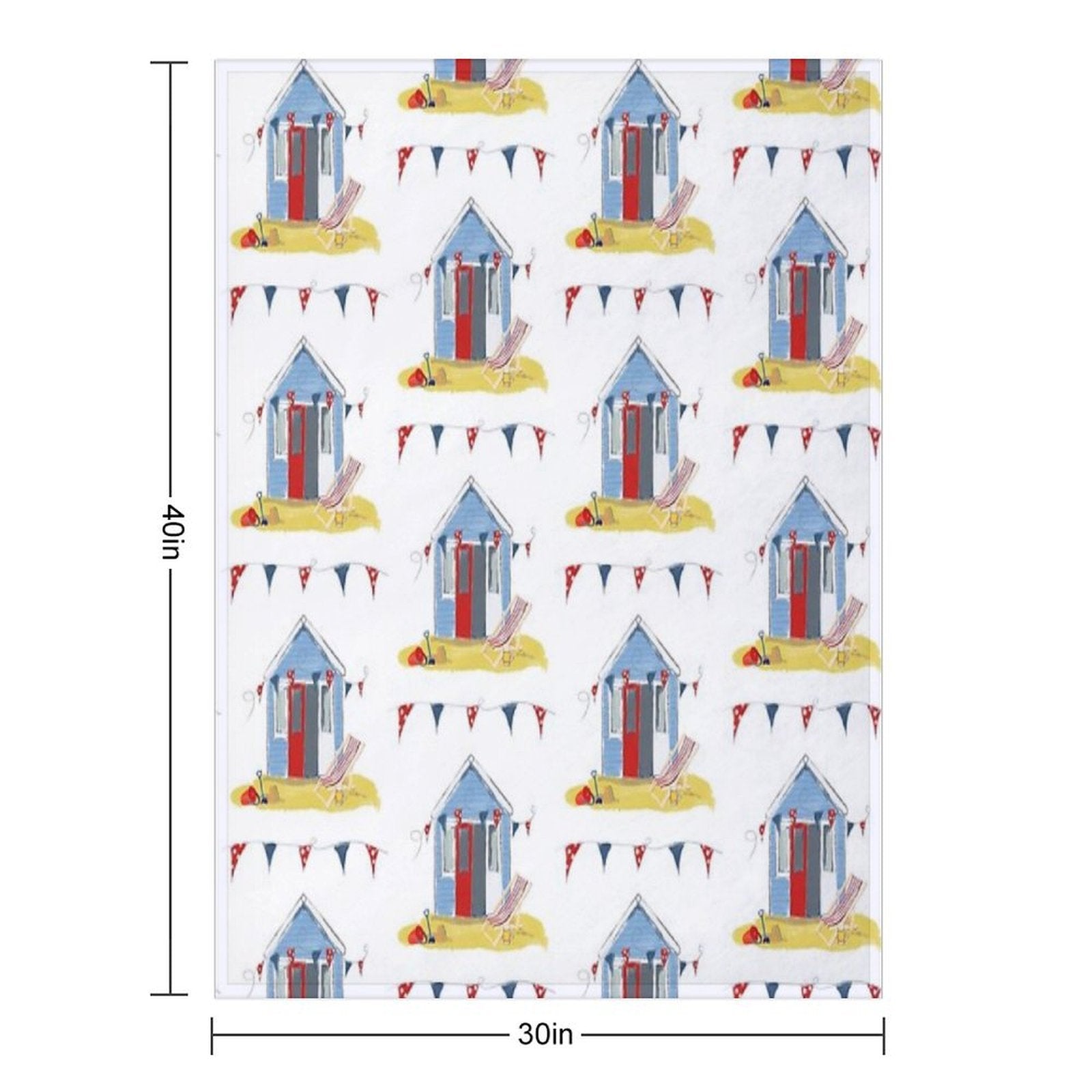 #Beach Hut Seaside Easy Care Throw Blanket