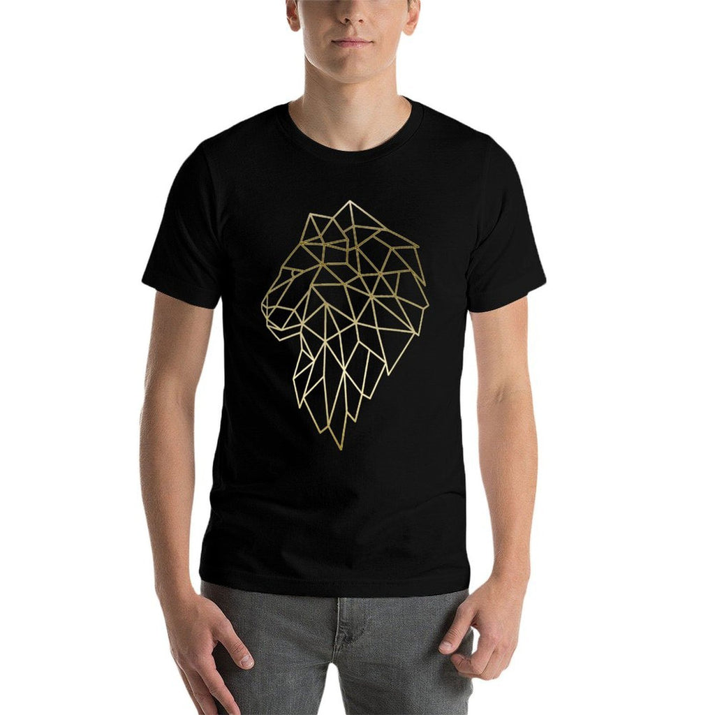 Lion Geometric Abstract Gold Lion Polygonal  Slim-fit Cut T-Shirt