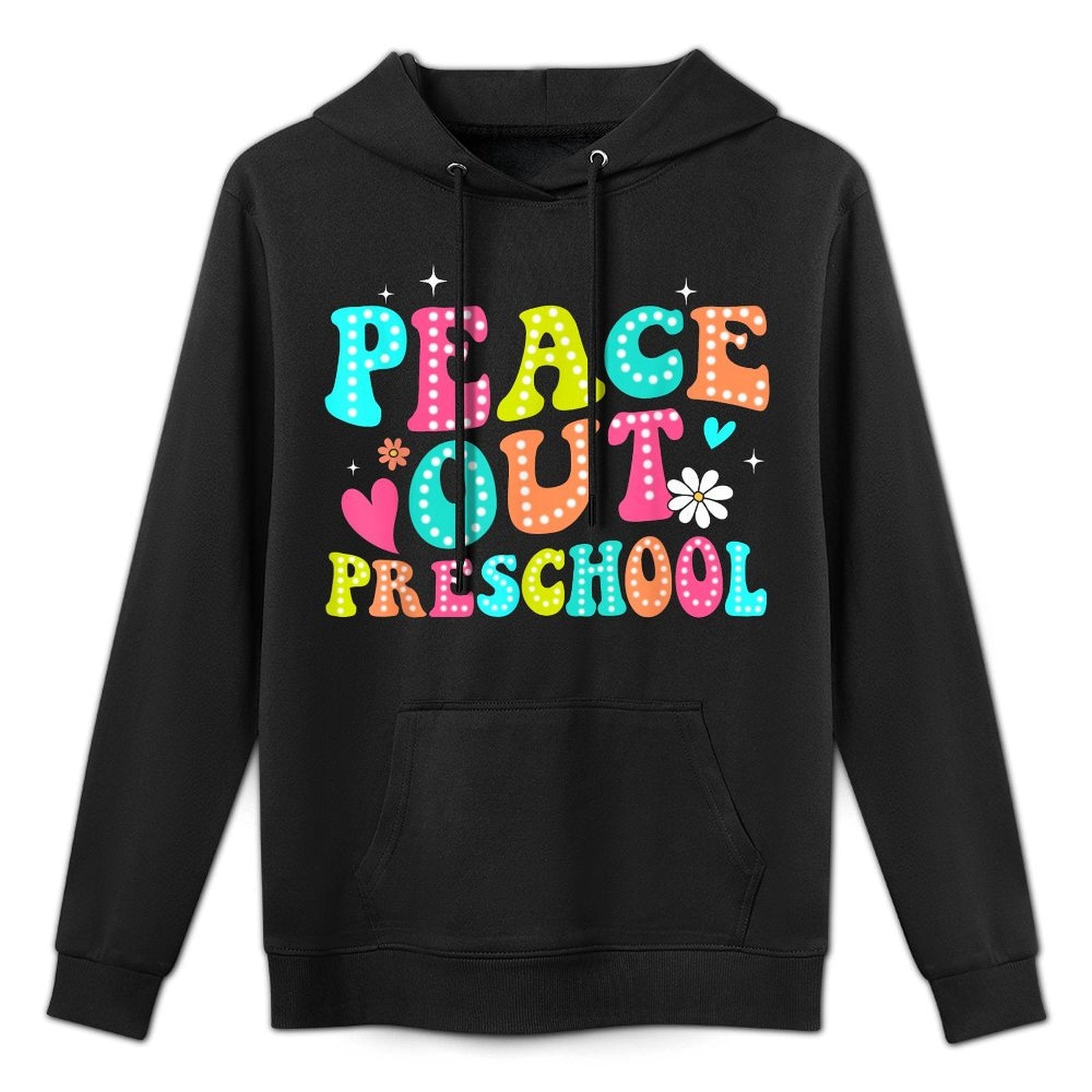 Peace Out Preschool Retro Graduation Last Day Of School Relaxed Fit Hoodie