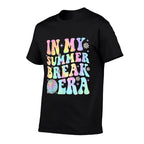 In My Summer Break Era Teacher Summer Break Vacation Groovy  Cotton T-Shirt