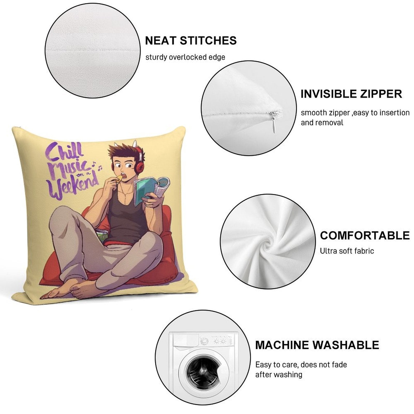 Chill Music on A Weekend Soft Luxury Feel Throw Pillow