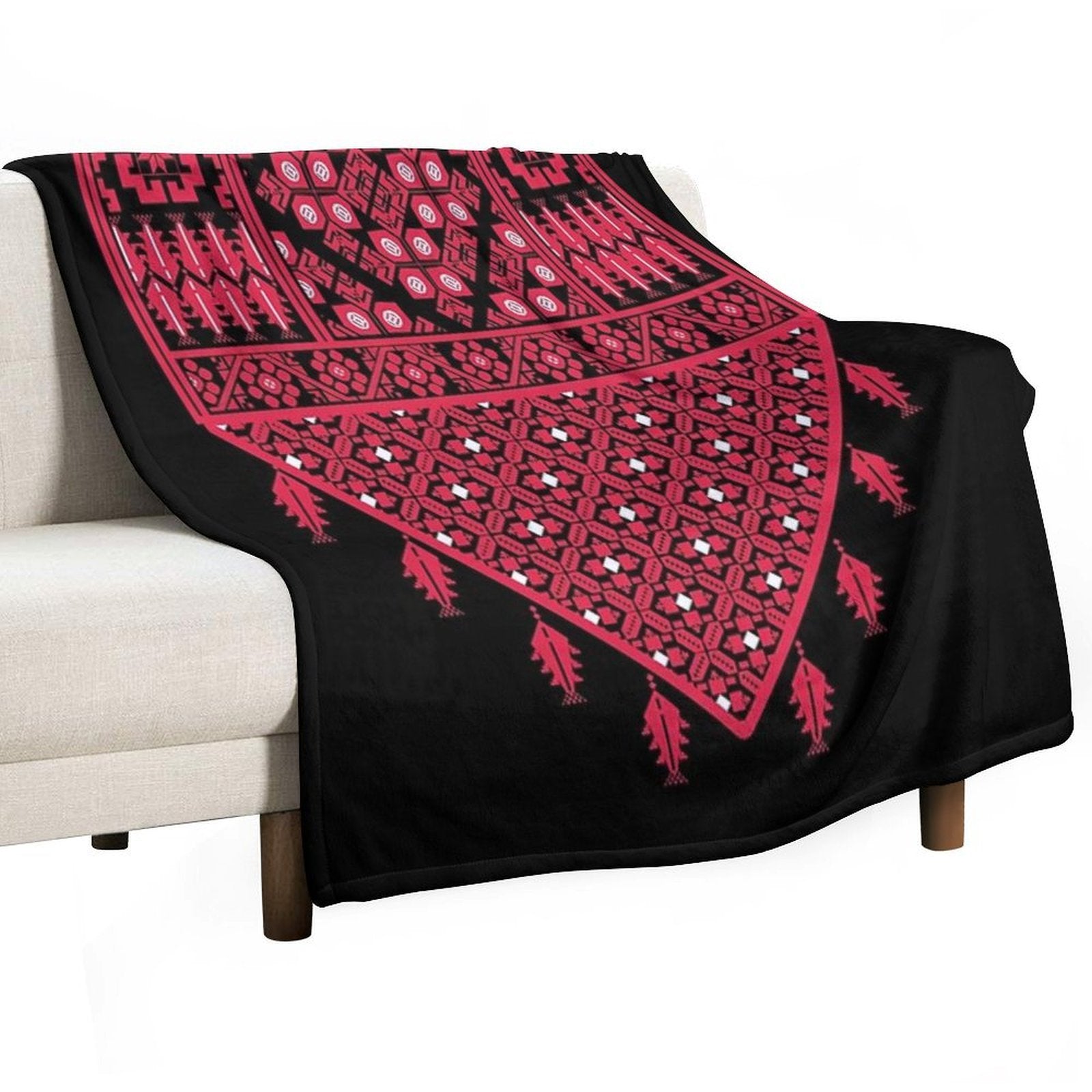 Palestinian Tatreez Cross Stitch Embroidery Art Design Arabic #7 Wrinkle-free Throw Blanket