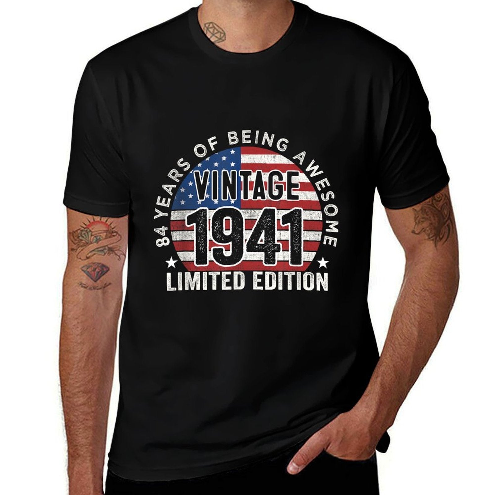 84th Birthday Gifts Men Vintage 1941 84 Years Old USA  Relaxed-fit T-Shirt