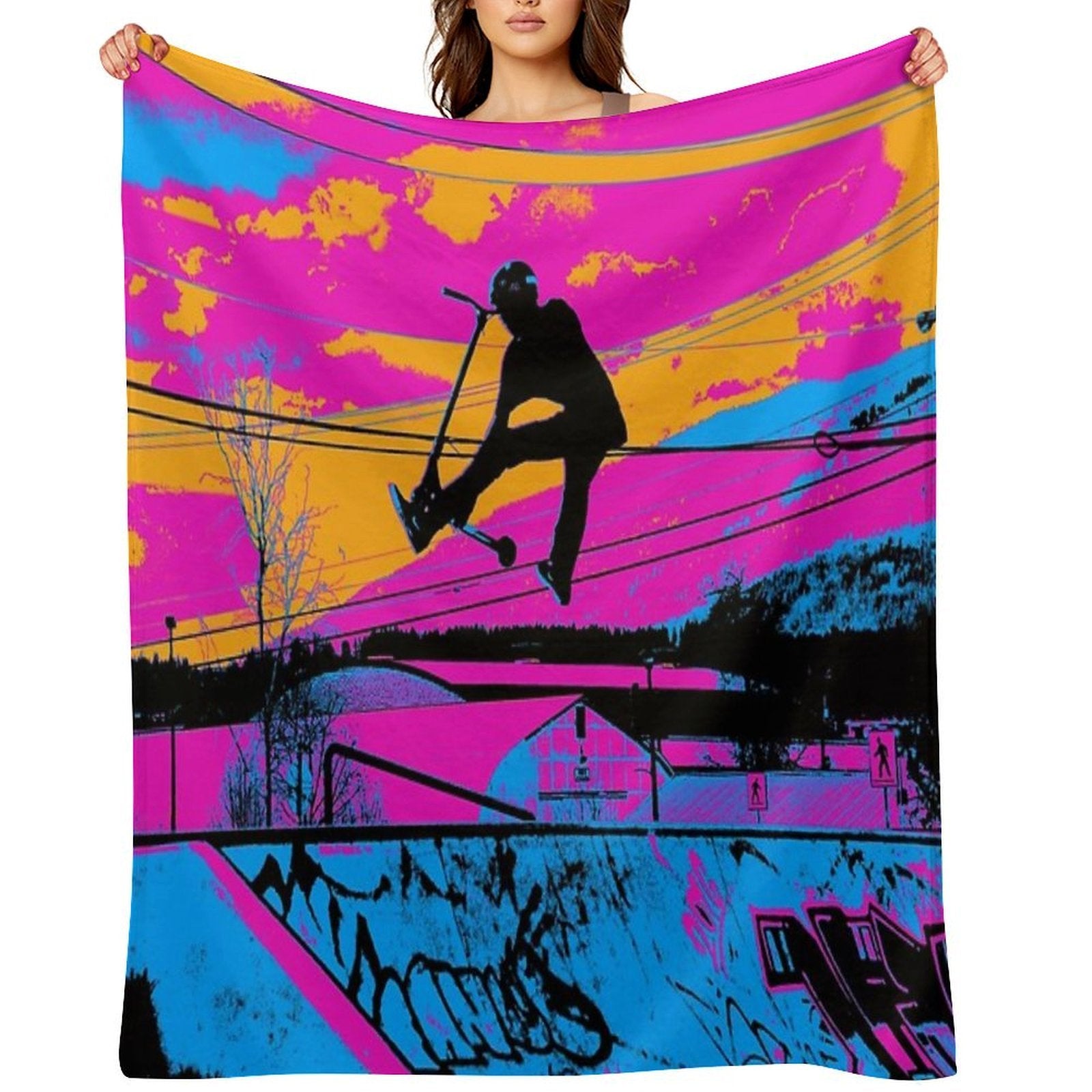 Let's Fly! - Stunt Scooter Compact Throw Blanket