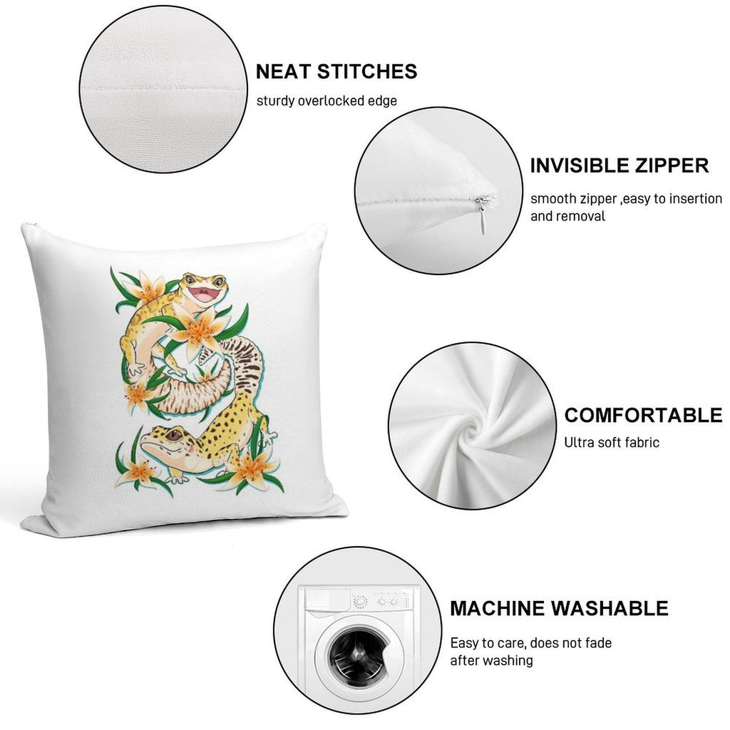 Leopard Geckos Are A Fun Time Soft Reinforced Edging Throw Pillow