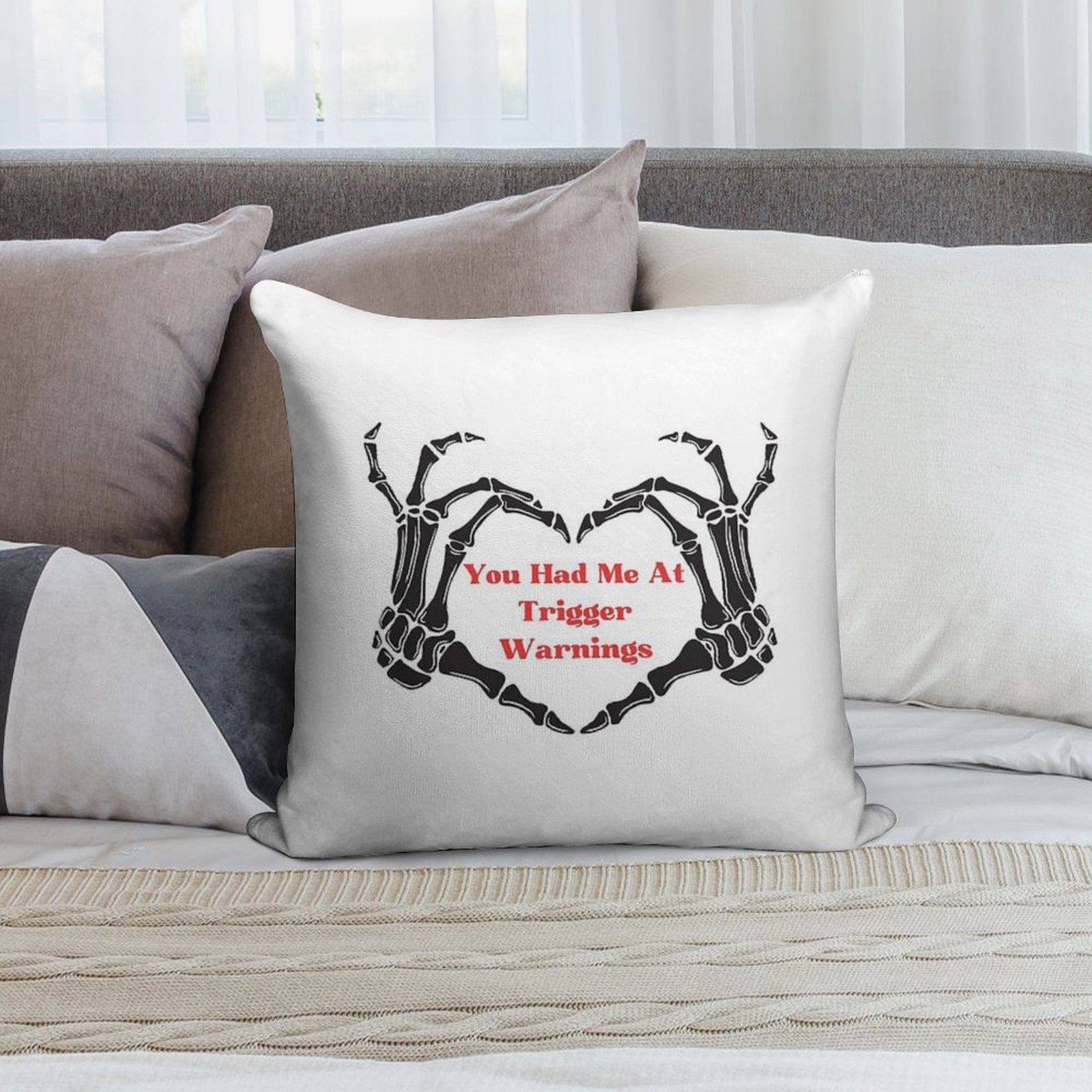 You Had Me At Trigger Warnings, Bookish Sticker, Waterproof Sticker, Book Club Vinyl Soft Shrink-Resistant Throw Pillow