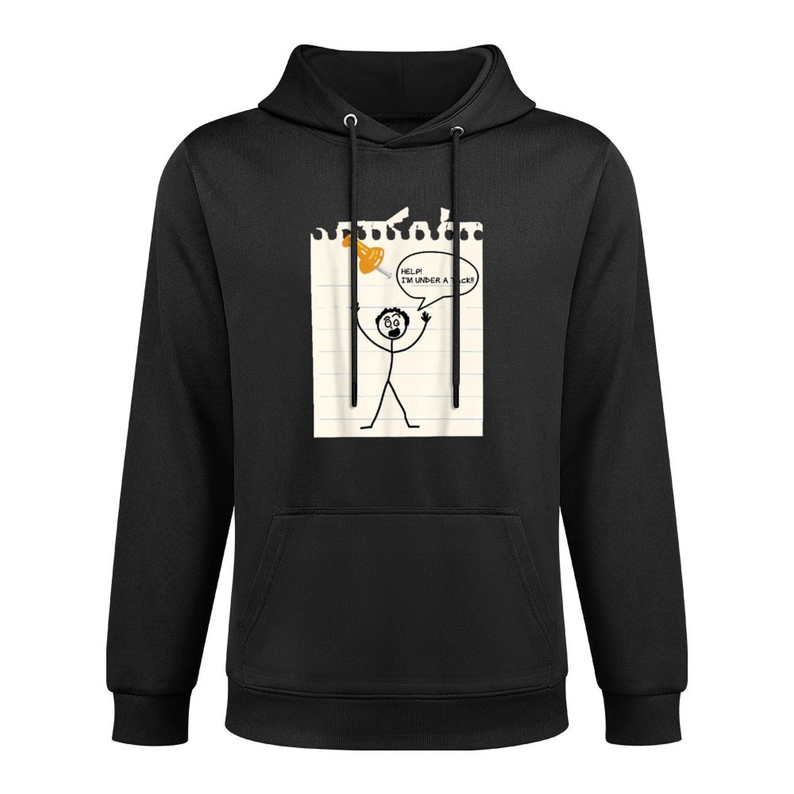 Stick Man Silly Stuff Black for Men - Stick Figure Under A Tack Easy Care Hoodie