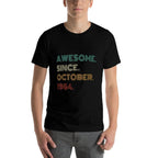 60 Years Old Awesome Since October 1964 60th Birthday  Oversized Silhouette T-Shirt