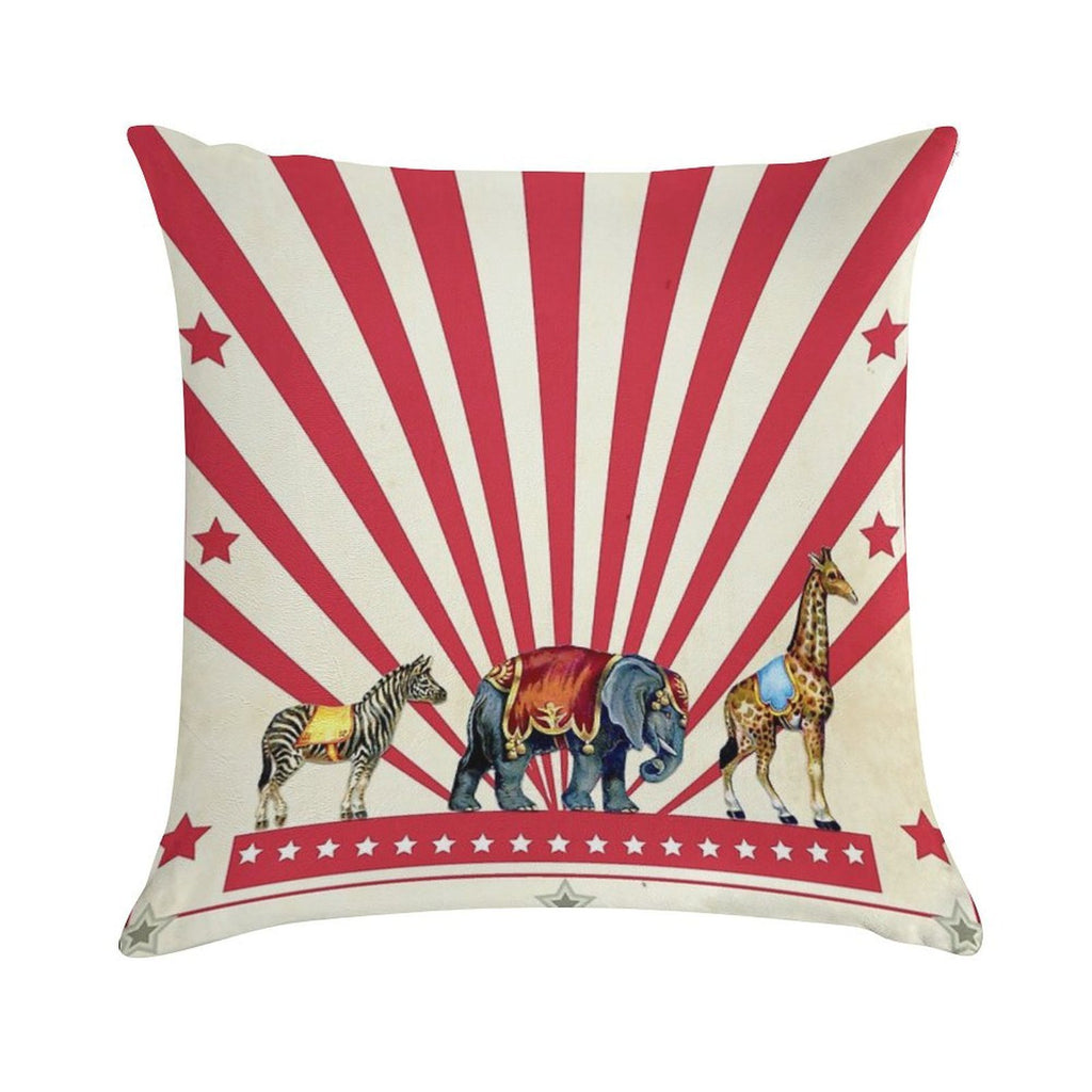 Vintage Circus Animals Soft Hidden Zipper Throw Pillow