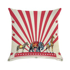 Vintage Circus Animals Soft Hidden Zipper Throw Pillow
