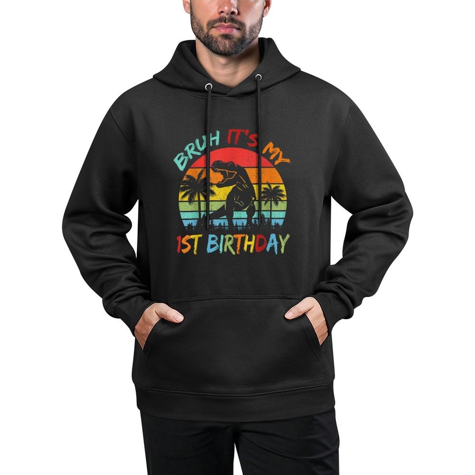 Bruh It's My 1st Birthday Dinosaur 1 Year Old Versatile Streetwear Hoodie