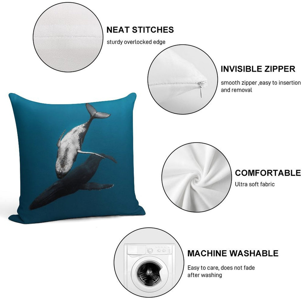 Whale Love Soft Gift Ready Throw Pillow