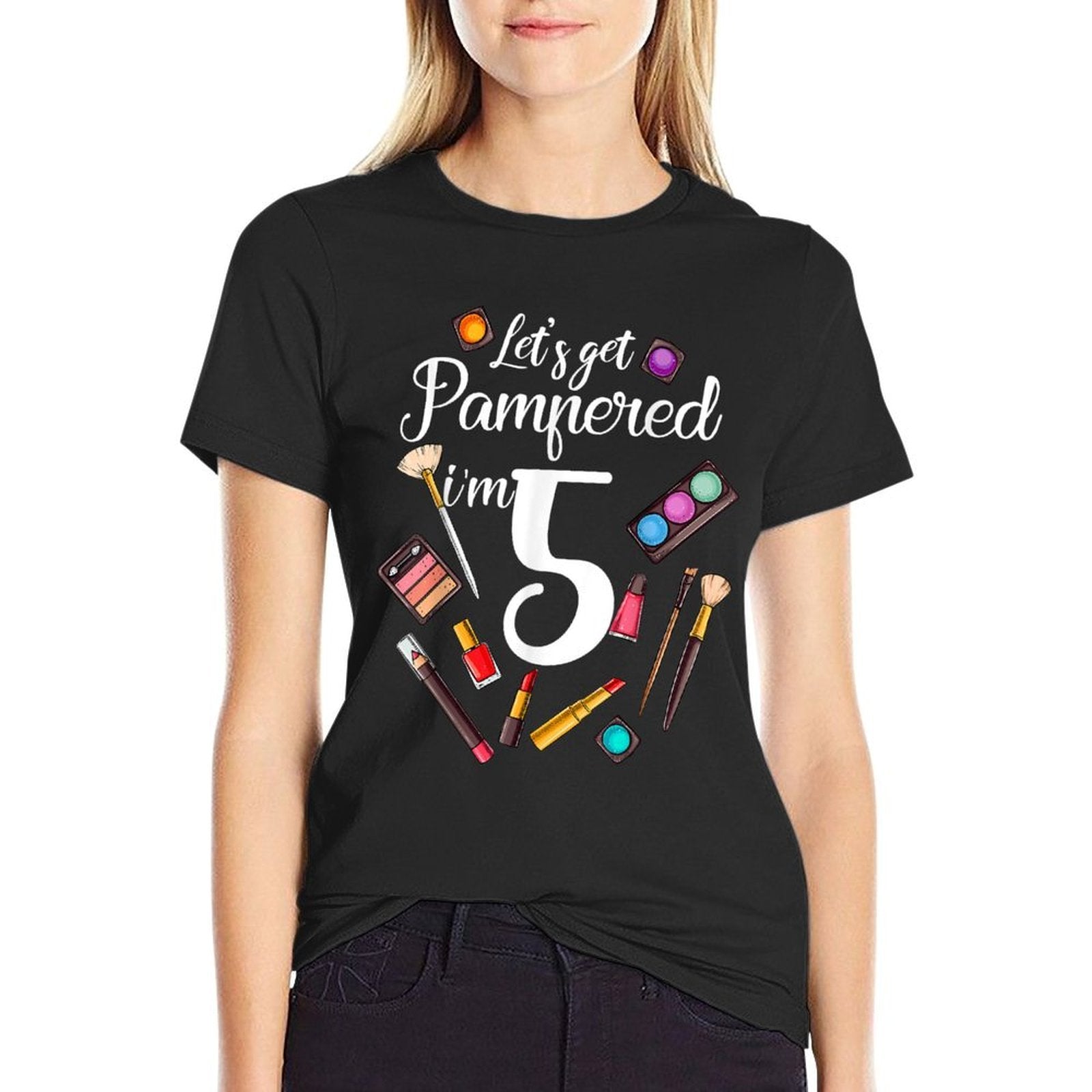 5th Birthday Let's Get Pampered I'm 5  Cotton T-Shirt