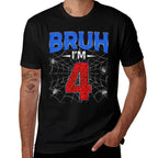 Kids Bruh I&#39;m 4 Year Old Funny 4th Birthday Boys Kids Spider Web  Vintage-inspired T-Shirt
