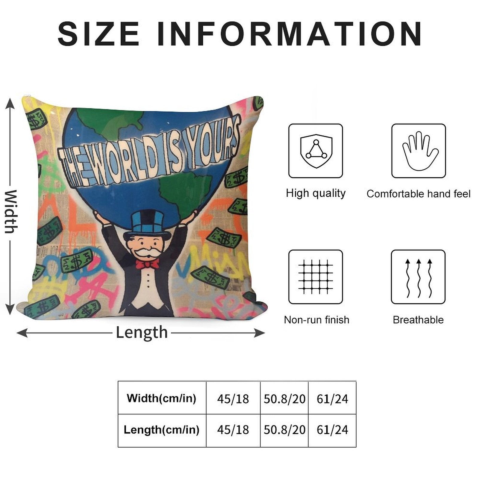 Alec World Soft High-Density Material Throw Pillow