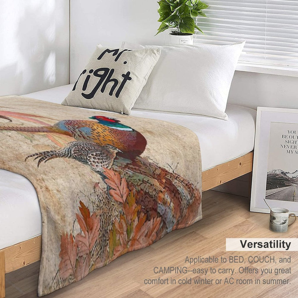 Common Pheasant Wrinkle-free Throw Blanket